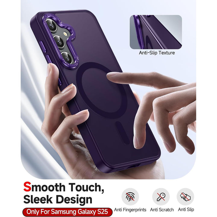 Purple Magnetic Matte Case for Samsung Galaxy S25 with 2 Screen Protectors - Just Closeouts Canada Inc.X004HWRK3D
