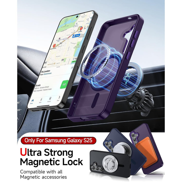 Purple Magnetic Matte Case for Samsung Galaxy S25 with 2 Screen Protectors - Just Closeouts Canada Inc.X004HWRK3D