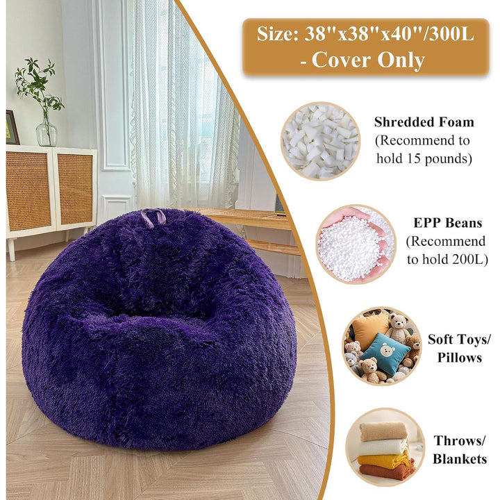Purple Plush Faux Fur Bean Bag Cover, Large 38 x 38 x 40 in - Just Closeouts Canada Inc.X004L20OMX