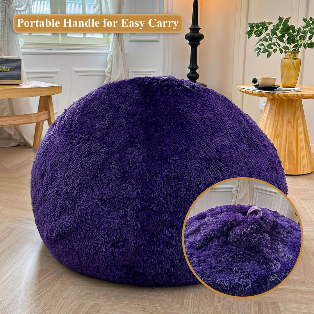 Purple Plush Faux Fur Bean Bag Cover, Large 38 x 38 x 40 in - Just Closeouts Canada Inc.X004L20OMX
