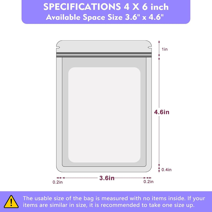 Purple Resealable Bags, 4 x 6 in, 100-Pack - Just Closeouts Canada Inc.