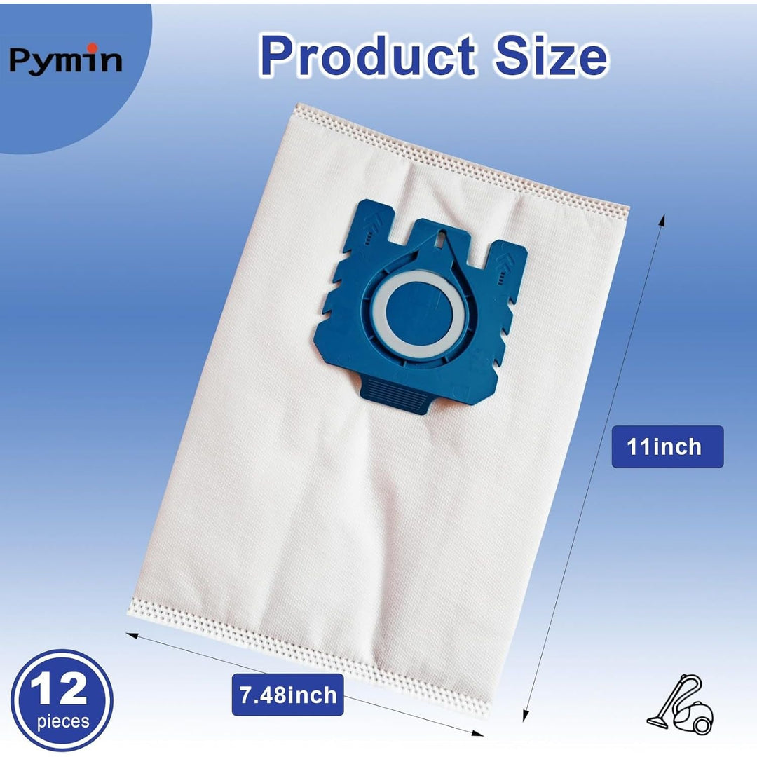 Pymin 12 Pack GN Vacuum Dust Bags Compatible with Miele Hoover Bags,3D Efficiency GN Vacuum Bags for Classic C1,Complete C2 C3, S227 S240, S270, S400, S600, S800,S2, S5, S8 Series(12 Bags+4 Filters) - Just Closeouts Canada Inc.
