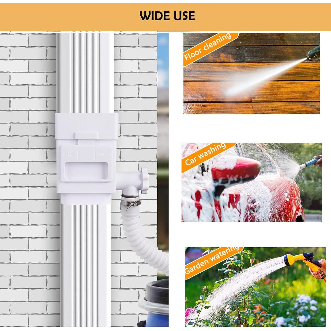 Rain Barrel Diverter Kit, Downspout Diverter Fits for 2"x 3" or 3"x 4" Standard Downspout, Rainwater Collection System with Adjustable Valve and Filter,5ft Hose(White) - Just Closeouts Canada Inc.