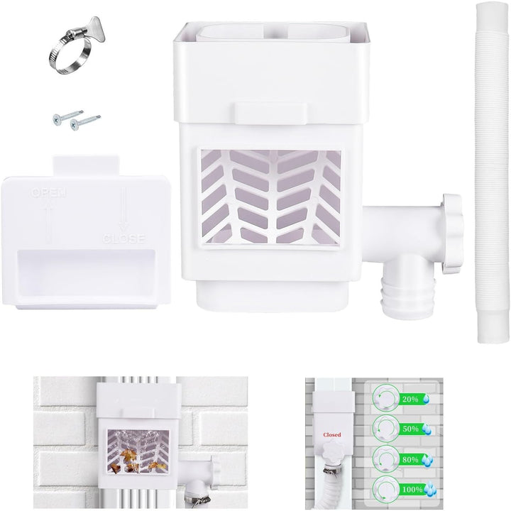 Rain Barrel Diverter Kit, Downspout Diverter Fits for 2"x 3" or 3"x 4" Standard Downspout, Rainwater Collection System with Adjustable Valve and Filter,5ft Hose(White) - Just Closeouts Canada Inc.