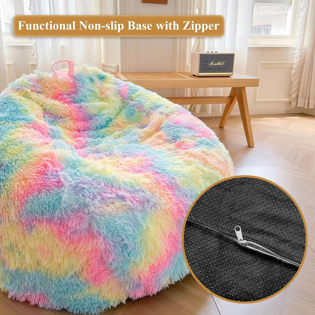 Rainbow Kids' Plush Faux Fur Bean Bag Cover, 28 × 28 × 32 in (No Filler) - Just Closeouts Canada Inc.X004LDJRZ7