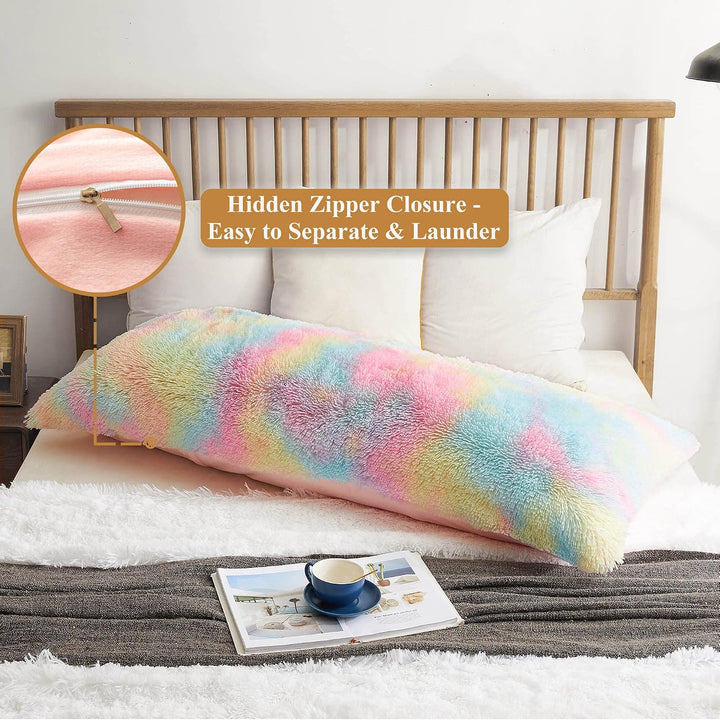 Rainbow Shaggy Faux Fur Body Pillow Cover, 20 x 54 in - Just Closeouts Canada Inc.X003BZR8X9