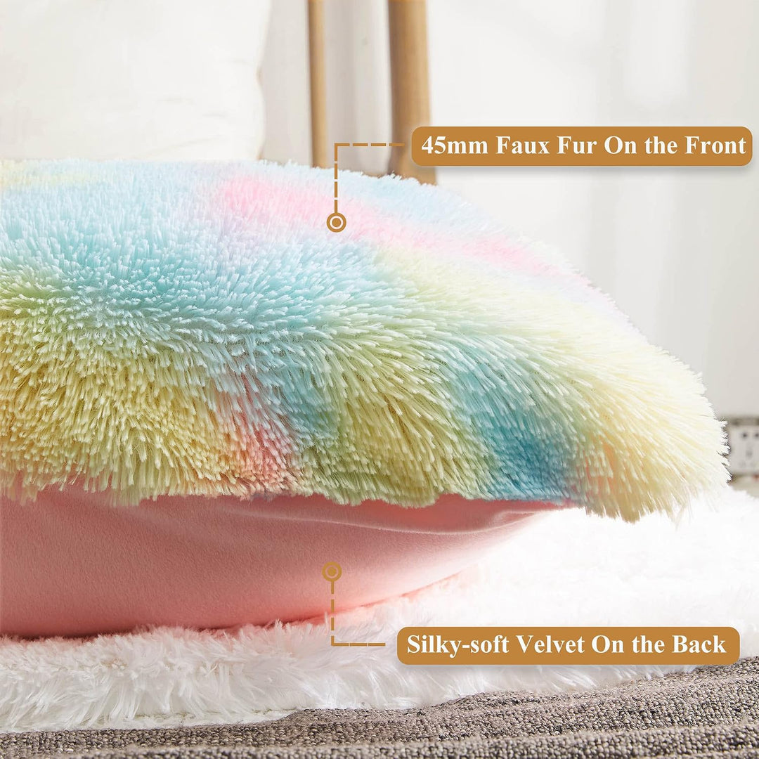 Rainbow Shaggy Faux Fur Body Pillow Cover, 20 x 54 in - Just Closeouts Canada Inc.X003BZR8X9