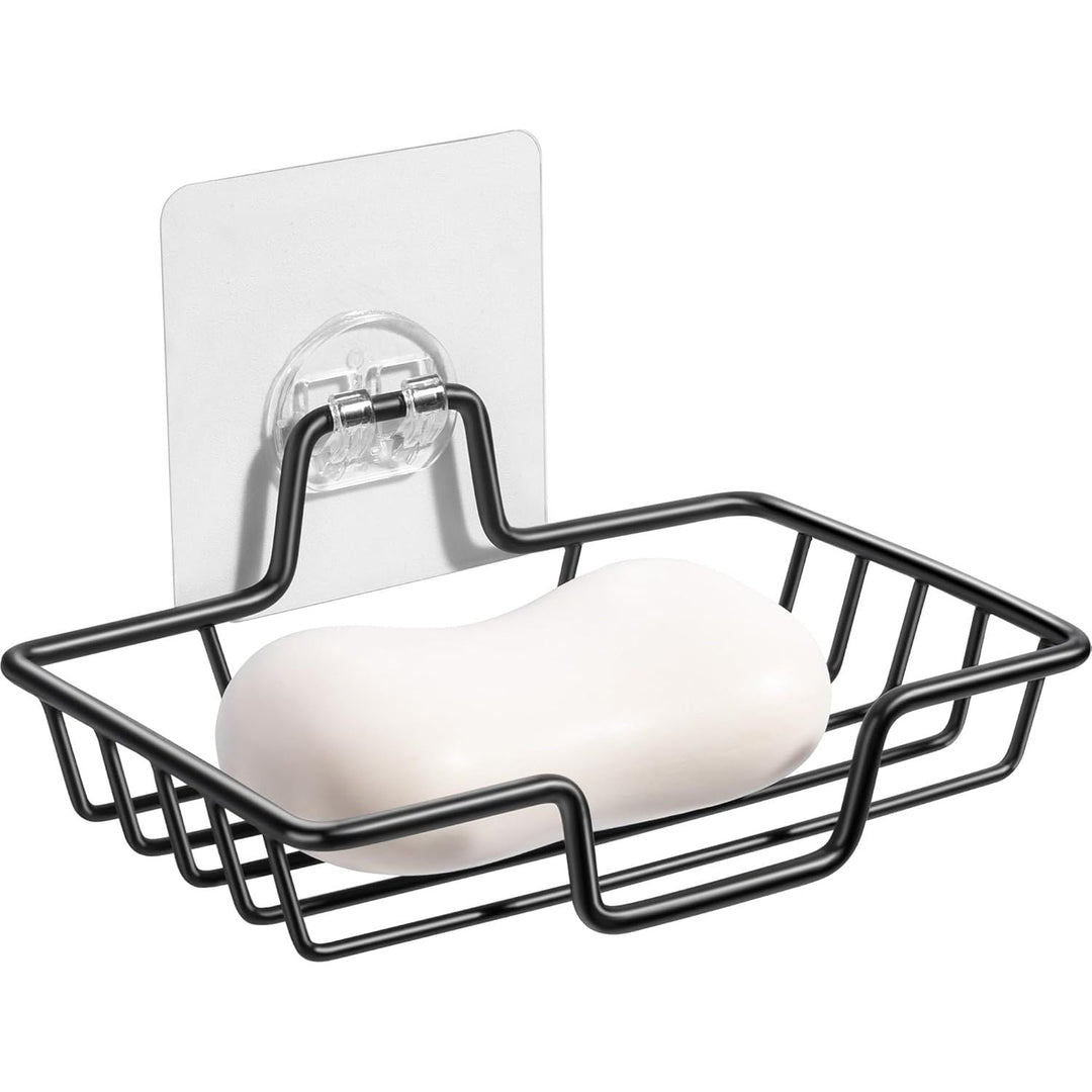 Rainspire Soap Dish Holder, No Drilling, 304 Rustproof Stainless Steel, Wall Mounted Soap Holder Soap Tray Bar Soap Sponge Holder for Bathroom & Kitchen, Square, Black - Just Closeouts Canada Inc.