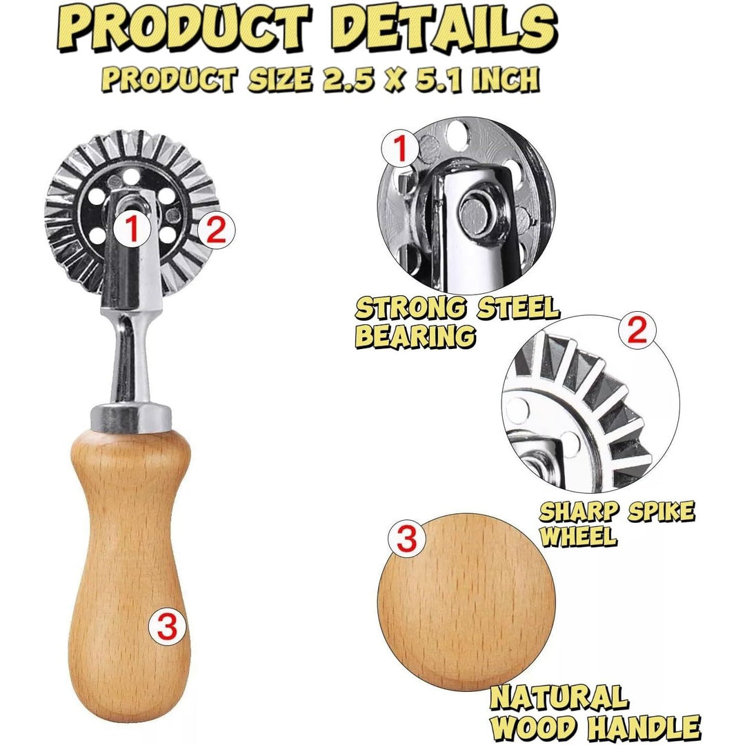 Ravioli and Pastry Wheel Cutter with Oak Handle - Just Closeouts Canada Inc.