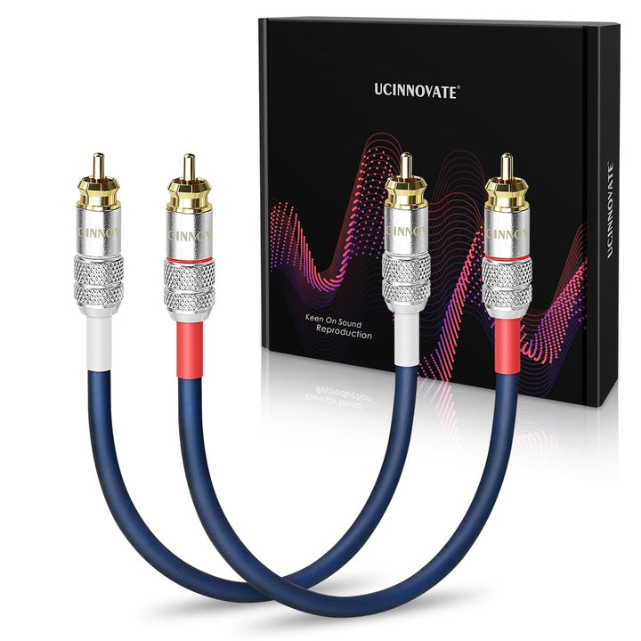 RCA Audio Cable for Amplifier, 13 AWG 30cm 2 Pack RCA to RCA Plug Cold Welding Oxygen Free Copper RCA Speaker Cable with Gold-Plated Plug, Heavy-Duty Blue 1FT OFC HiFi for amp Home Theater - Just Closeouts Canada Inc.X004RTQBVN