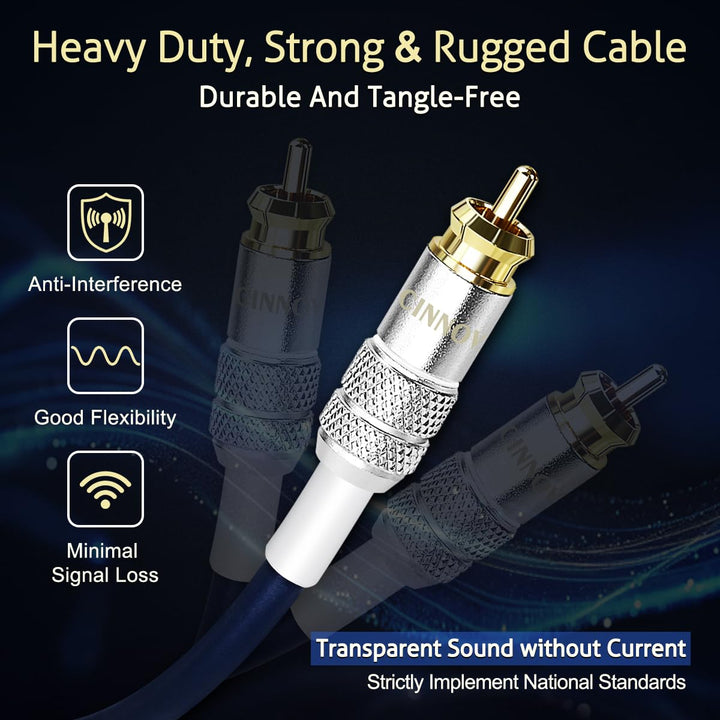 RCA Audio Cable for Amplifier, 13 AWG 30cm 2 Pack RCA to RCA Plug Cold Welding Oxygen Free Copper RCA Speaker Cable with Gold-Plated Plug, Heavy-Duty Blue 1FT OFC HiFi for amp Home Theater - Just Closeouts Canada Inc.X004RTQBVN