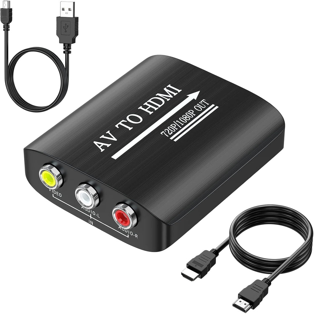 RCA to HDMI,AV to HDMI Converter, Composite to HDMI Converter Compatible with WII,PS One,PS2,PS3,STB,Xbox,VHS,VCR,Blue - Ray DVD,with 3.3ft HDMI Cable - Just Closeouts Canada Inc.X003KUROV1