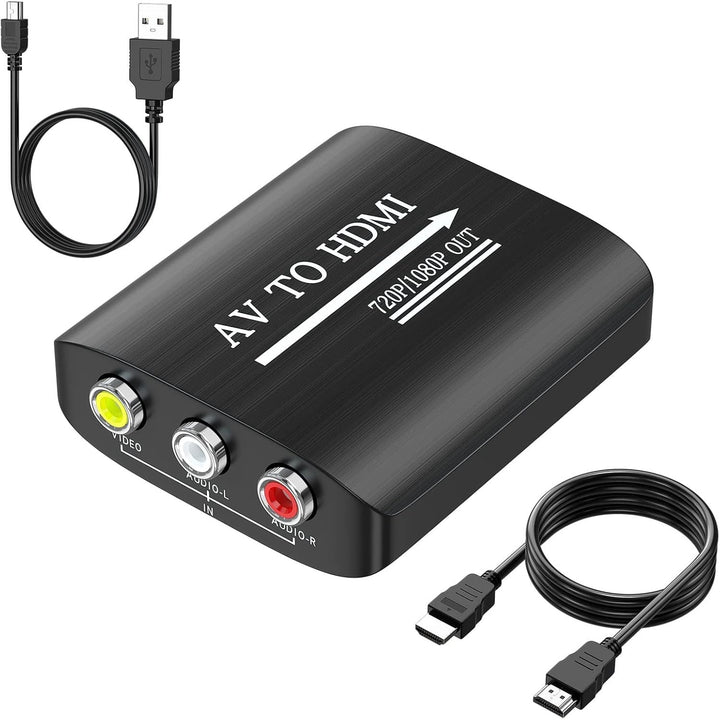 RCA to HDMI,AV to HDMI Converter, Composite to HDMI Converter Compatible with WII,PS One,PS2,PS3,STB,Xbox,VHS,VCR,Blue - Ray DVD,with 3.3ft HDMI Cable - Just Closeouts Canada Inc.X003KUROV1