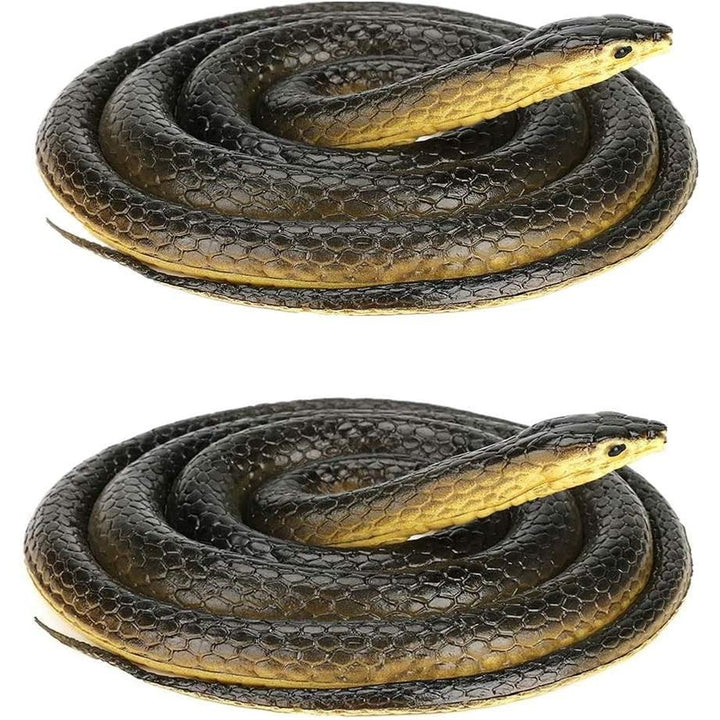 Realistic Rubber Snake 2Pcs, Scary Fake Snake Large Snake Toy for Garden Props, Pranks, Keep Birds Away (52 Inch) - Just Closeouts Canada Inc.