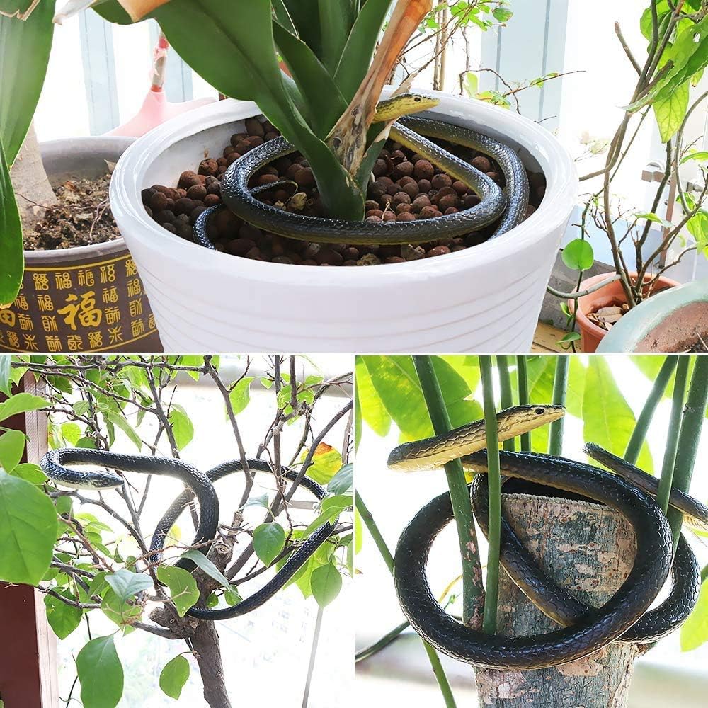 Realistic Rubber Snake 2Pcs, Scary Fake Snake Large Snake Toy for Garden Props, Pranks, Keep Birds Away (52 Inch) - Just Closeouts Canada Inc.