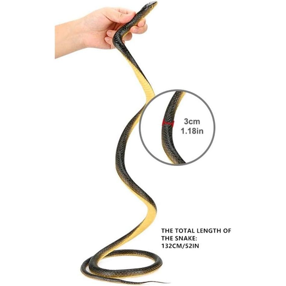 Realistic Rubber Snake 2Pcs, Scary Fake Snake Large Snake Toy for Garden Props, Pranks, Keep Birds Away (52 Inch) - Just Closeouts Canada Inc.
