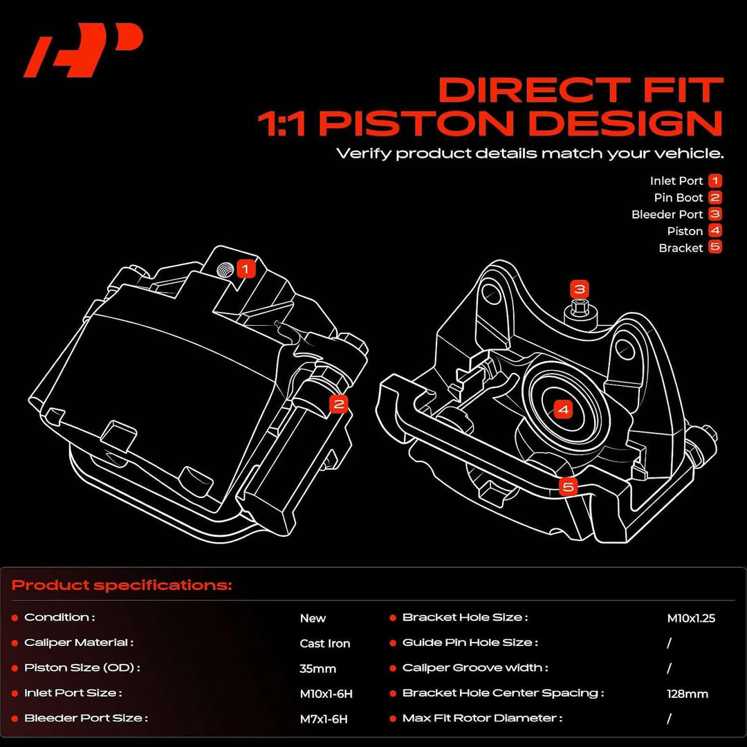 Rear Left & Right Brake Caliper Pair with Brackets - Just Closeouts Canada Inc.