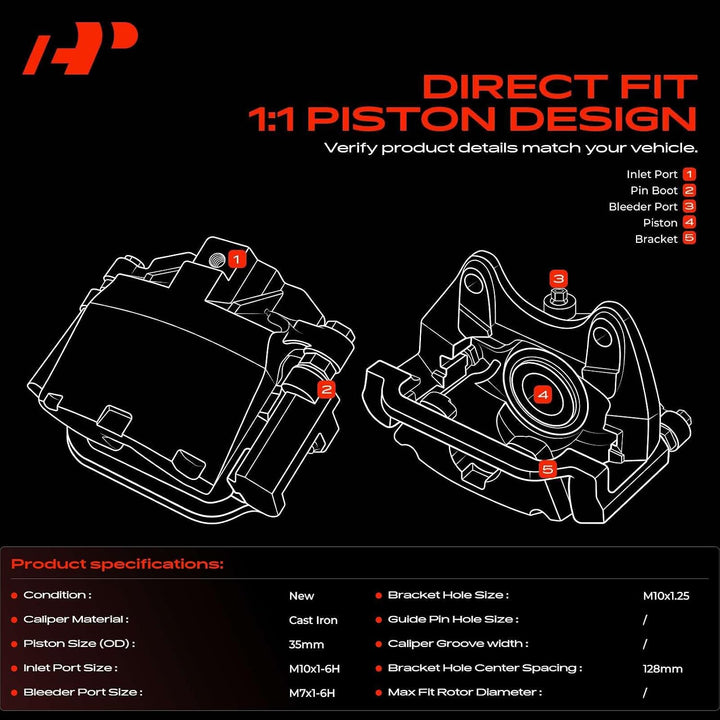 Rear Left & Right Brake Caliper Pair with Brackets - Just Closeouts Canada Inc.
