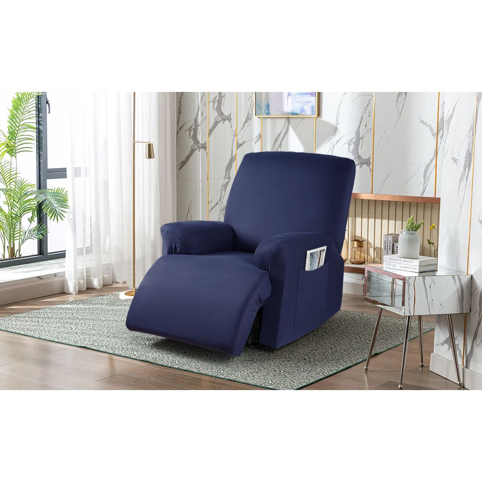 Recliner Chair Covers Furniture Protector Stretch Polyester Fabric 3-Piece for Most Sizes of Recliners, Soft, Breathable and Skin-Friendly, Dark Blue - Just Closeouts Canada Inc.X003WQM495