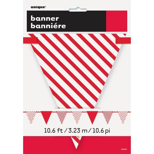 Red Polka Dot & Striped Flag Banner, 12ft - Just Closeouts Canada Inc.011179633302