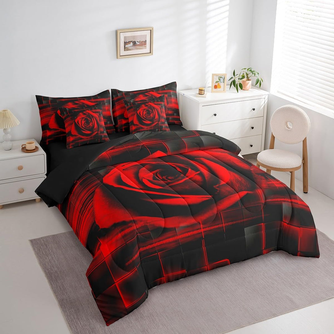 Red Rose Comforter & Sheet Set, Full, 7-Piece - Just Closeouts Canada Inc.X004OJKICJ