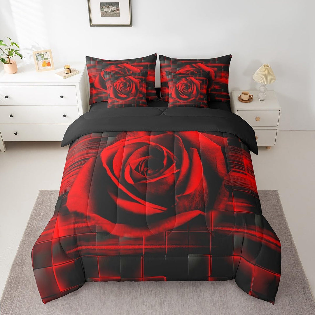 Red Rose Comforter & Sheet Set, Full, 7-Piece - Just Closeouts Canada Inc.X004OJKICJ
