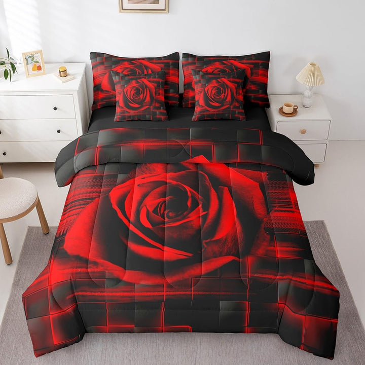 Red Rose Comforter & Sheet Set, Full, 7-Piece - Just Closeouts Canada Inc.X004OJKICJ