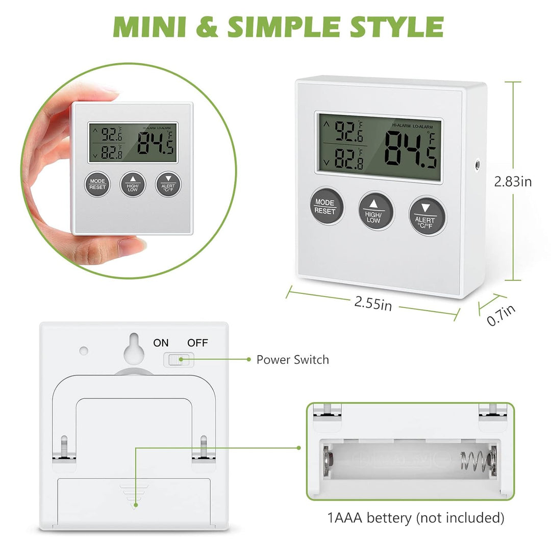 Refrigerator Thermometer, 2 Pack Digital Freezer Thermometer, Upgraded Fridge Thermometer with High & Low Temperature Alarm, LCD Display, Magnetic for for Home, Kitchen, Restaurants - Just Closeouts Canada Inc.