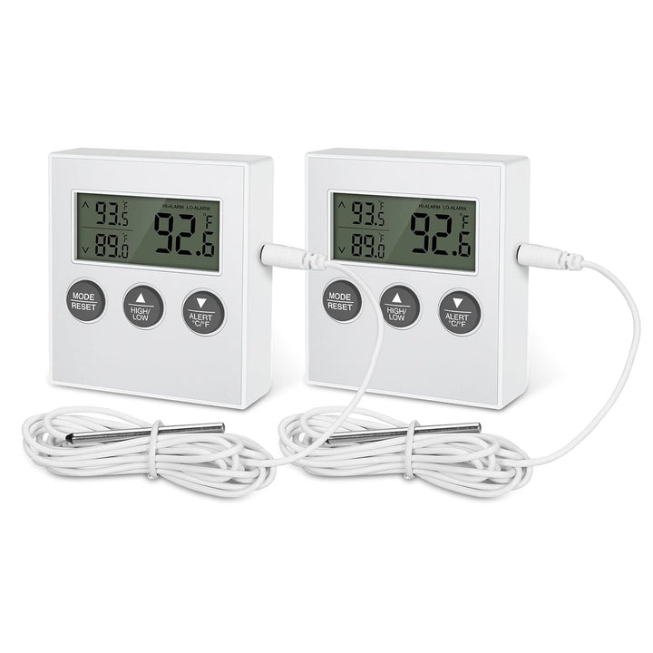 Refrigerator Thermometer, 2 Pack Digital Freezer Thermometer, Upgraded Fridge Thermometer with High & Low Temperature Alarm, LCD Display, Magnetic for for Home, Kitchen, Restaurants - Just Closeouts Canada Inc.