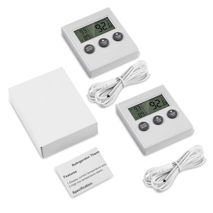 Refrigerator Thermometer, 2 Pack Digital Freezer Thermometer, Upgraded Fridge Thermometer with High & Low Temperature Alarm, LCD Display, Magnetic for for Home, Kitchen, Restaurants - Just Closeouts Canada Inc.