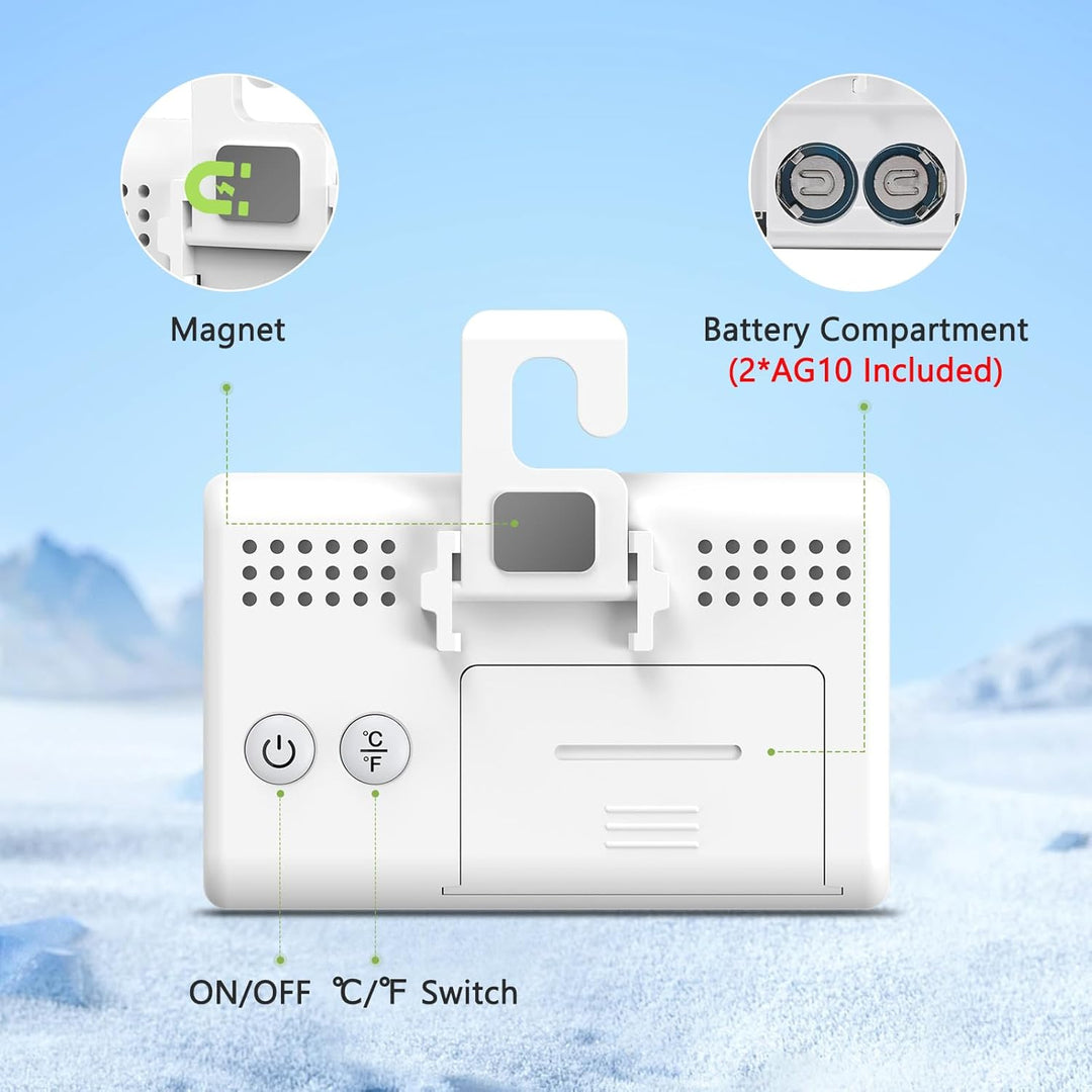 Refrigerator Thermometer, Digital Fridge Thermometer with LCD Display, Freezer Temperature Gauge with ℃/℉ Switch, Frost Reminder for Home, Office, Kitchen & Restaurants – 2 Pack - Just Closeouts Canada Inc.