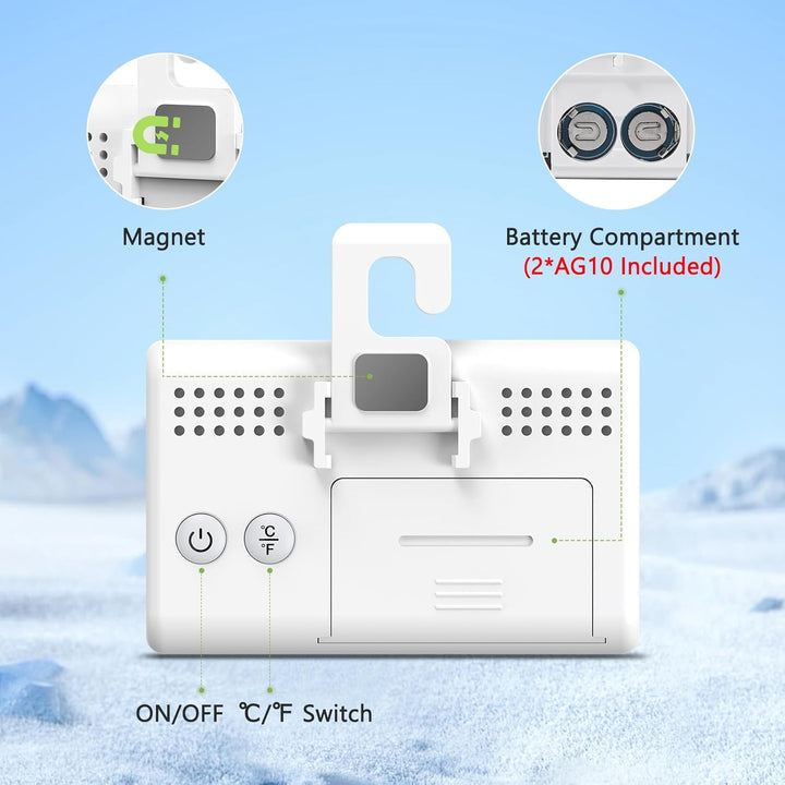 Refrigerator Thermometer, Digital Fridge Thermometer with LCD Display, Freezer Temperature Gauge with ℃/℉ Switch, Frost Reminder for Home, Office, Kitchen & Restaurants – 2 Pack - Just Closeouts Canada Inc.