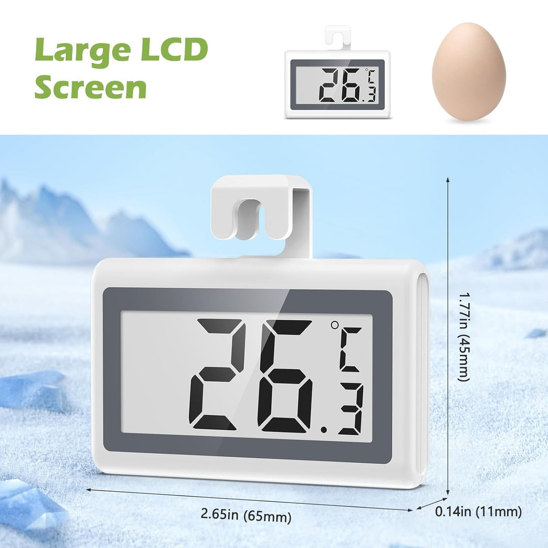Refrigerator Thermometer, Digital Fridge Thermometer with LCD Display, Freezer Temperature Gauge with ℃/℉ Switch, Frost Reminder for Home, Office, Kitchen & Restaurants – 2 Pack - Just Closeouts Canada Inc.
