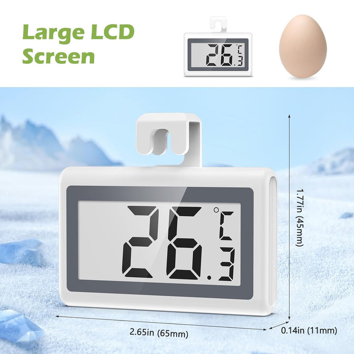 Refrigerator Thermometer, Digital Fridge Thermometer with LCD Display, Freezer Temperature Gauge with ℃/℉ Switch, Frost Reminder for Home, Office, Kitchen & Restaurants – 2 Pack - Just Closeouts Canada Inc.