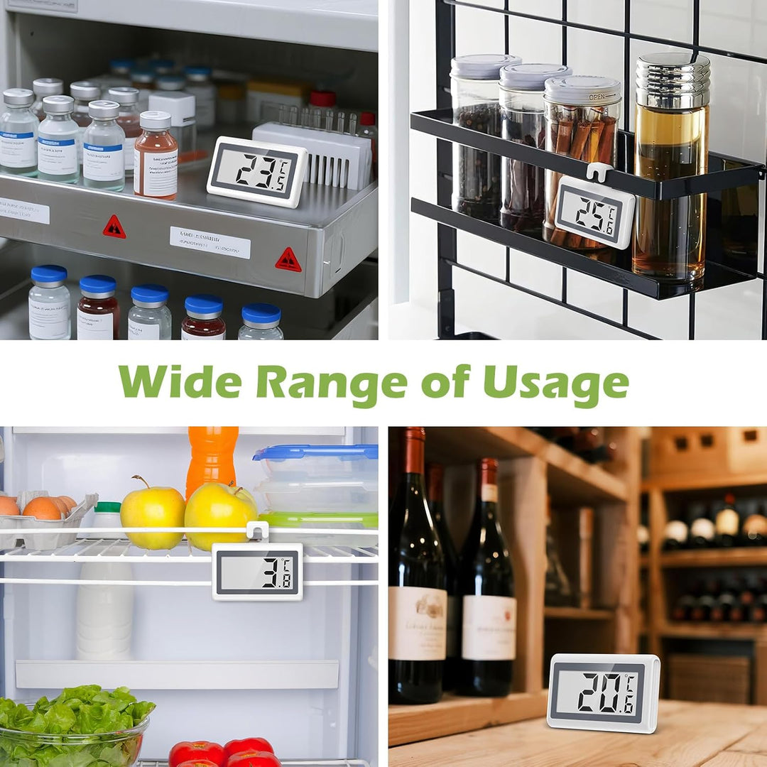 Refrigerator Thermometer, Digital Fridge Thermometer with LCD Display, Freezer Temperature Gauge with ℃/℉ Switch, Frost Reminder for Home, Office, Kitchen & Restaurants – 2 Pack - Just Closeouts Canada Inc.