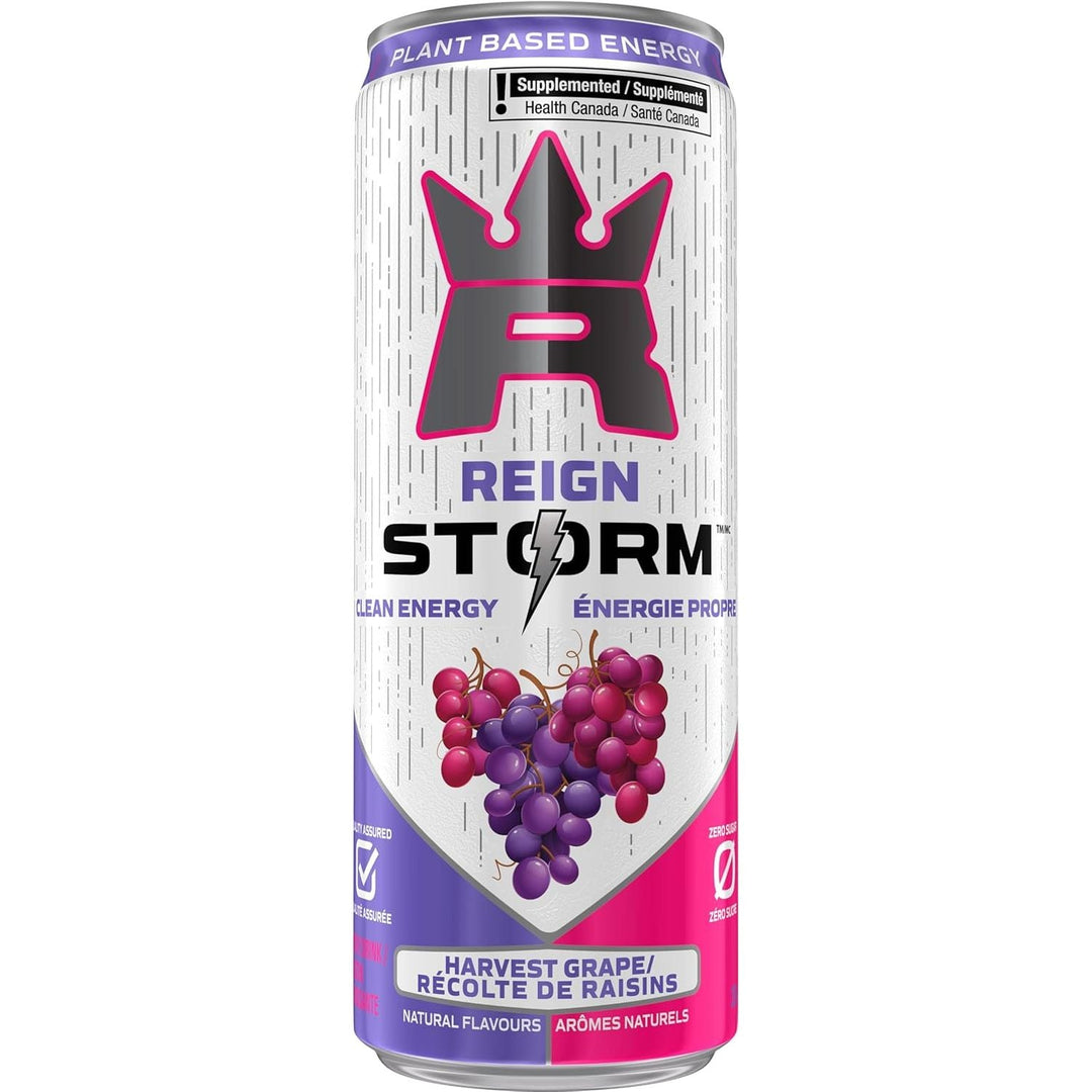 Reign Storm Harvest Grape Clean Energy Drink, Zero Sugar, Plant - Based, Vegan, 355ml x12 - Just Closeouts Canada Inc.815154026451
