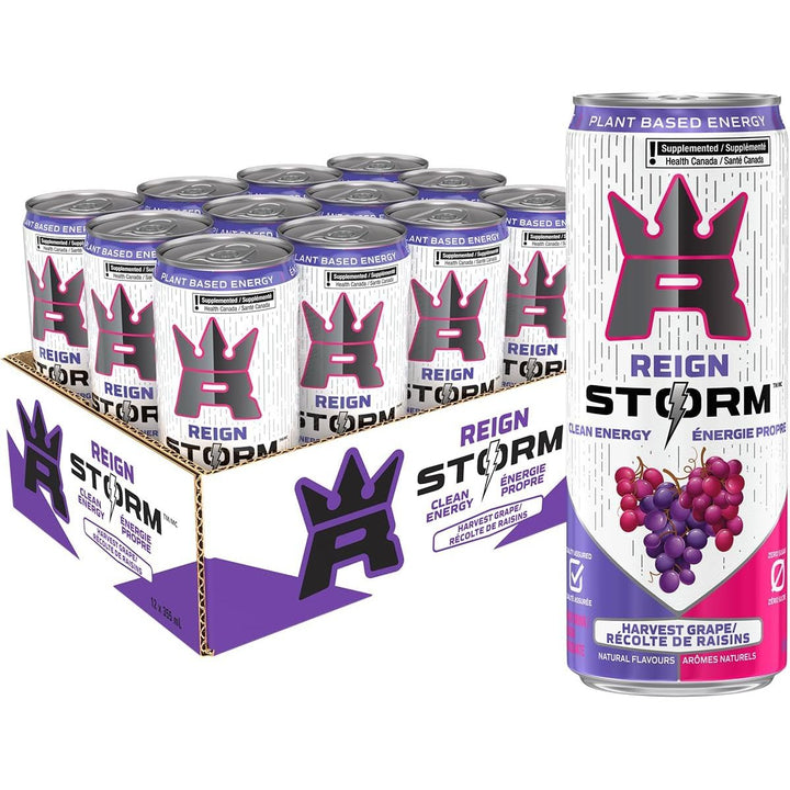 Reign Storm Harvest Grape Clean Energy Drink, Zero Sugar, Plant - Based, Vegan, 355ml x12 - Just Closeouts Canada Inc.815154026451