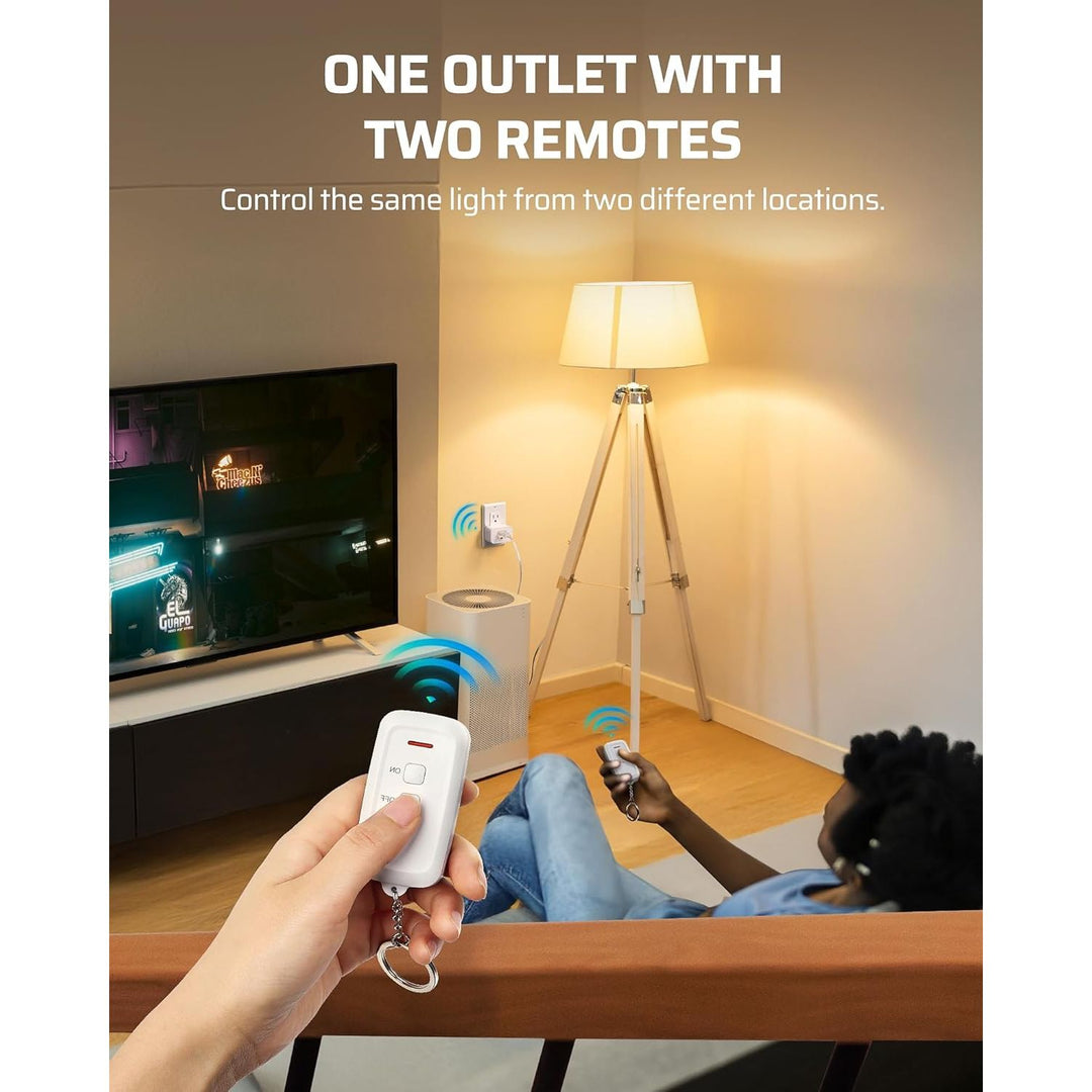 Remote Control Outlet, Outlet with 2 Remotes, Programmable & Expandable, 100FT Range, 15A/1875W, Remote Outlet Switch for Christmas Lights/Trees, Floor Lamp, Bedside Lamp, Fan, Water Heater - Just Closeouts Canada Inc.X004EJJSTD