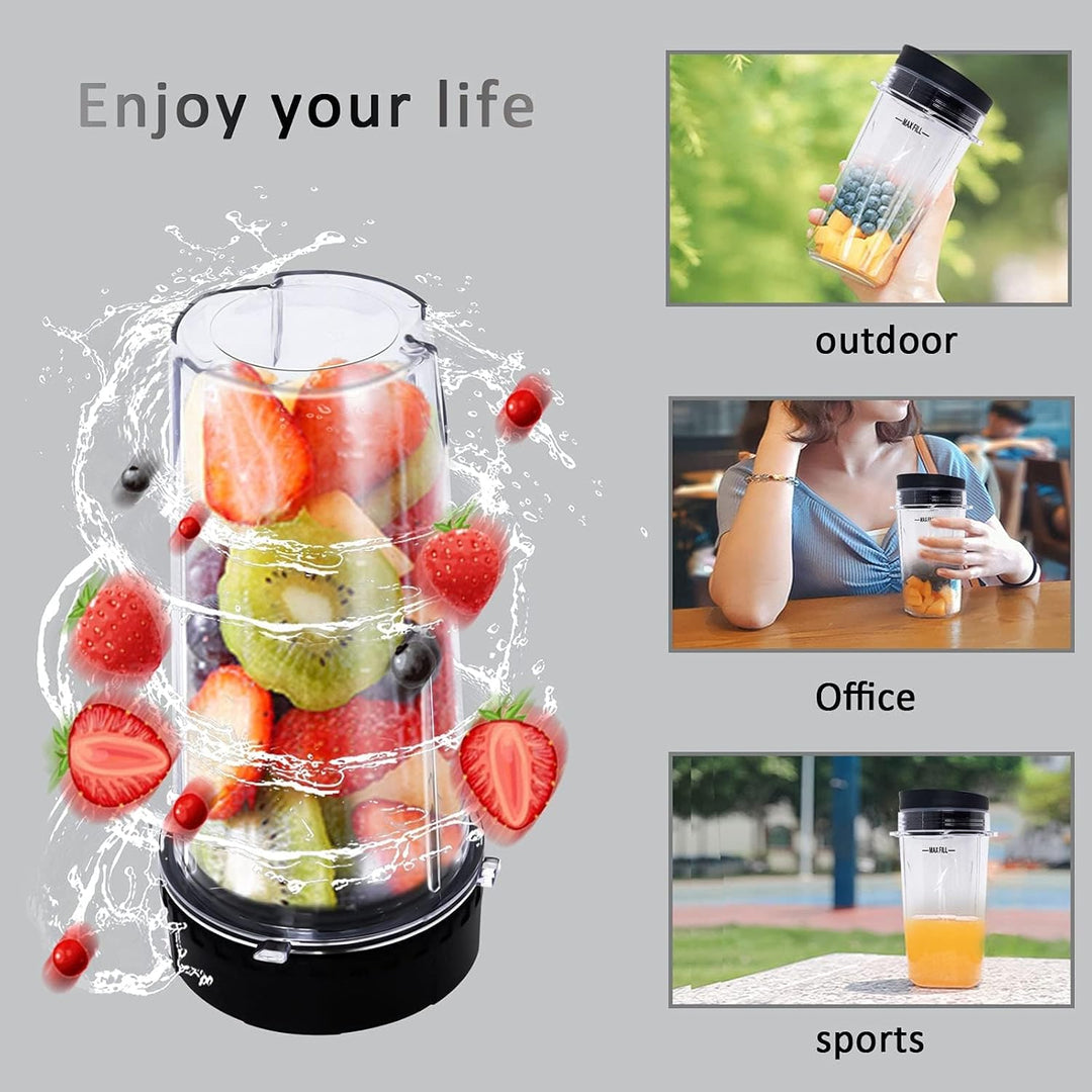 Replacement Parts Compatible with Nutri Ninja, Blender Blade 6 Fins and 2 Pcs 16oz Single Serve Blender Cup Set Compatible with Ninja BL660 BL740 BL780 BL771 BL772 BL773CO - Just Closeouts Canada Inc.