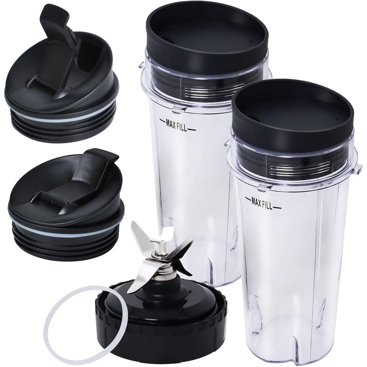 Replacement Parts Compatible with Nutri Ninja, Blender Blade 6 Fins and 2 Pcs 16oz Single Serve Blender Cup Set Compatible with Ninja BL660 BL740 BL780 BL771 BL772 BL773CO - Just Closeouts Canada Inc.