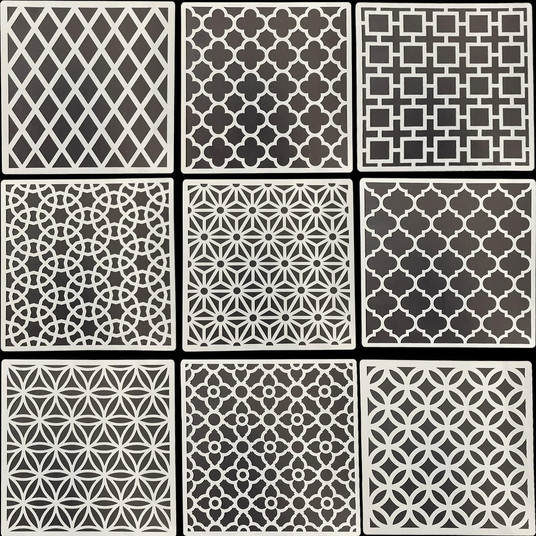 Reusable Geometric Painting Stencils – 9 Patterns - Just Closeouts Canada Inc.