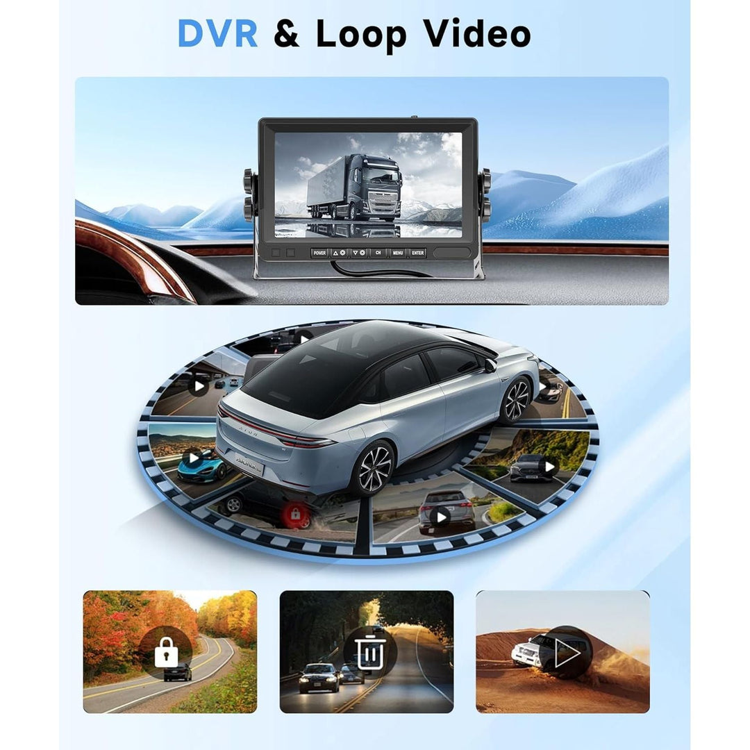 Rimoody Wireless RV Backup Camera with Waterproof 4 Cameras, Night Vision?HD 7" IPS 4 Split Screen Monitor, Digital Signals, Includes 64G Card for Truck, Trailer, Motorhome, Bus, DVR Loop Recording - Just Closeouts Canada Inc.