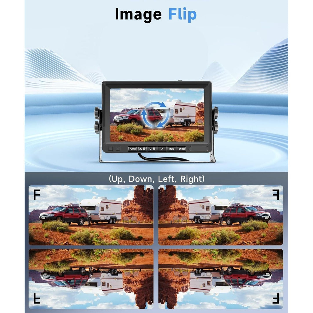 Rimoody Wireless RV Backup Camera with Waterproof 4 Cameras, Night Vision?HD 7" IPS 4 Split Screen Monitor, Digital Signals, Includes 64G Card for Truck, Trailer, Motorhome, Bus, DVR Loop Recording - Just Closeouts Canada Inc.