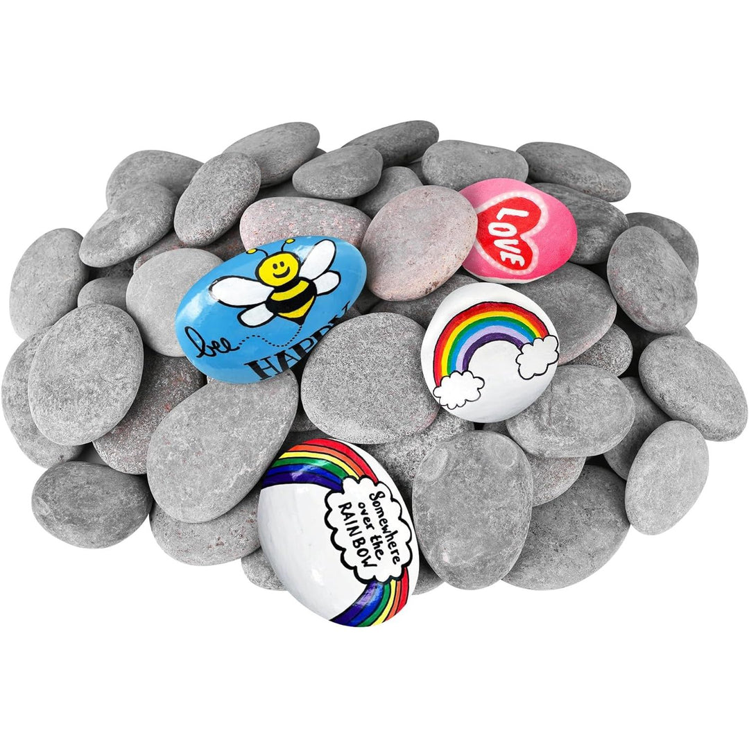 River Rocks for Painting 75 Pcs Large 2 - 3 Inch Flat Smooth Painting Stones Craft Rock to Paint for Kids Crafts Painting Bulk - Just Closeouts Canada Inc.