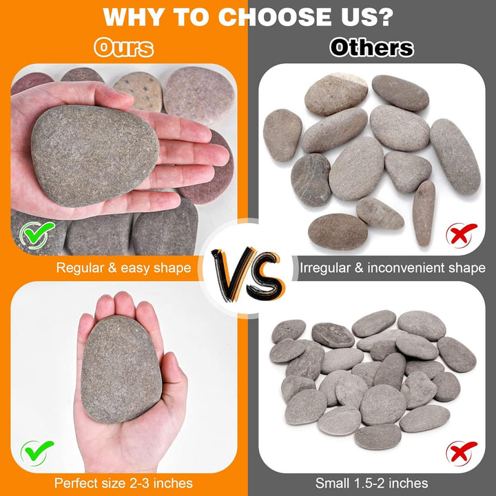 River Rocks for Painting 75 Pcs Large 2 - 3 Inch Flat Smooth Painting Stones Craft Rock to Paint for Kids Crafts Painting Bulk - Just Closeouts Canada Inc.