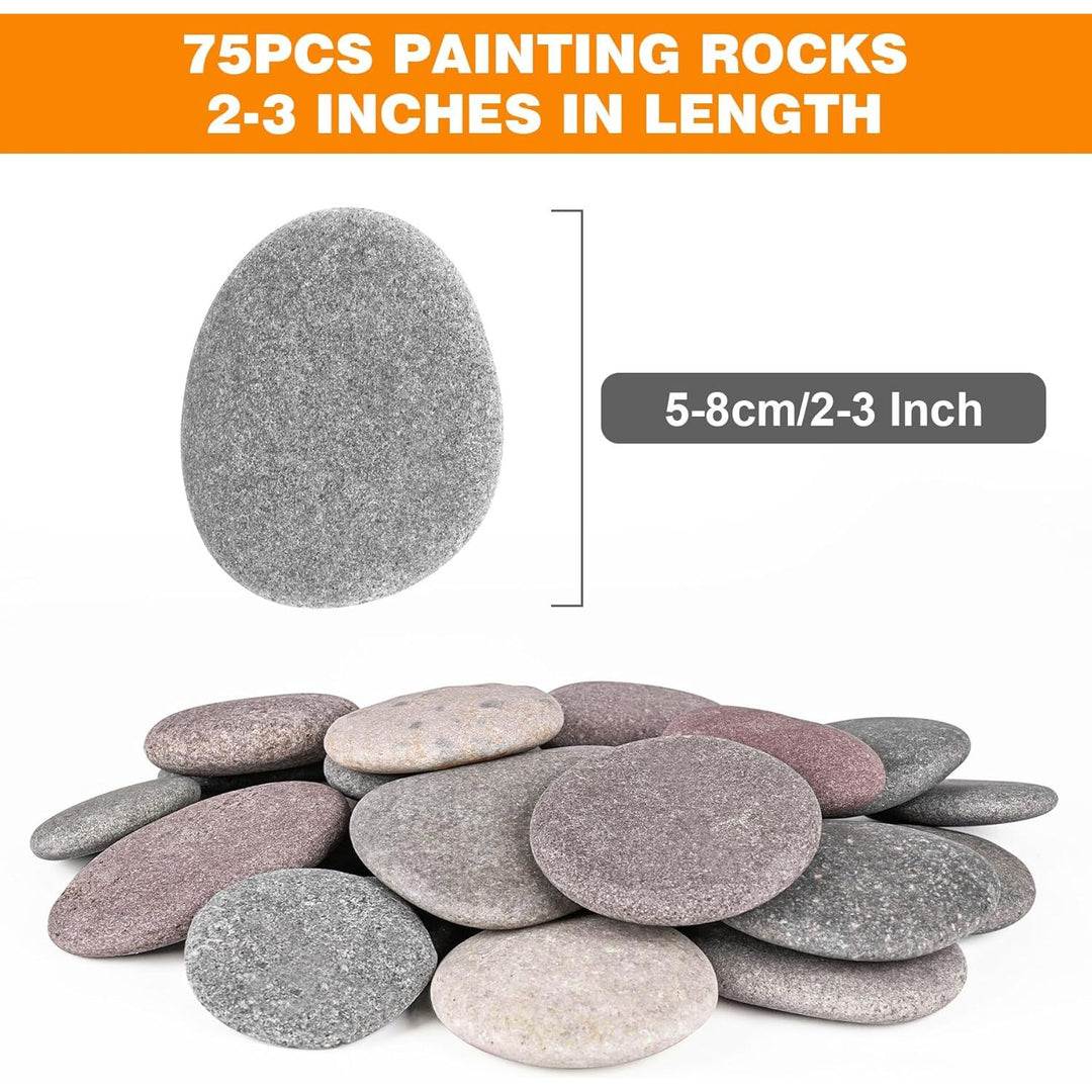 River Rocks for Painting 75 Pcs Large 2 - 3 Inch Flat Smooth Painting Stones Craft Rock to Paint for Kids Crafts Painting Bulk - Just Closeouts Canada Inc.