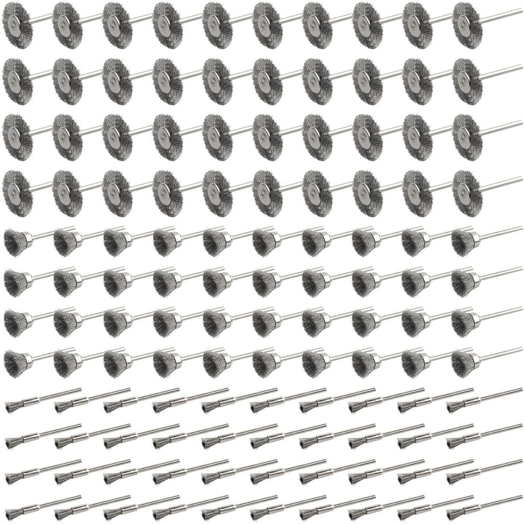 Rotary Steel Wire Brush Set – 120 Pieces, Wheel / Cup / Pen - Just Closeouts Canada Inc.