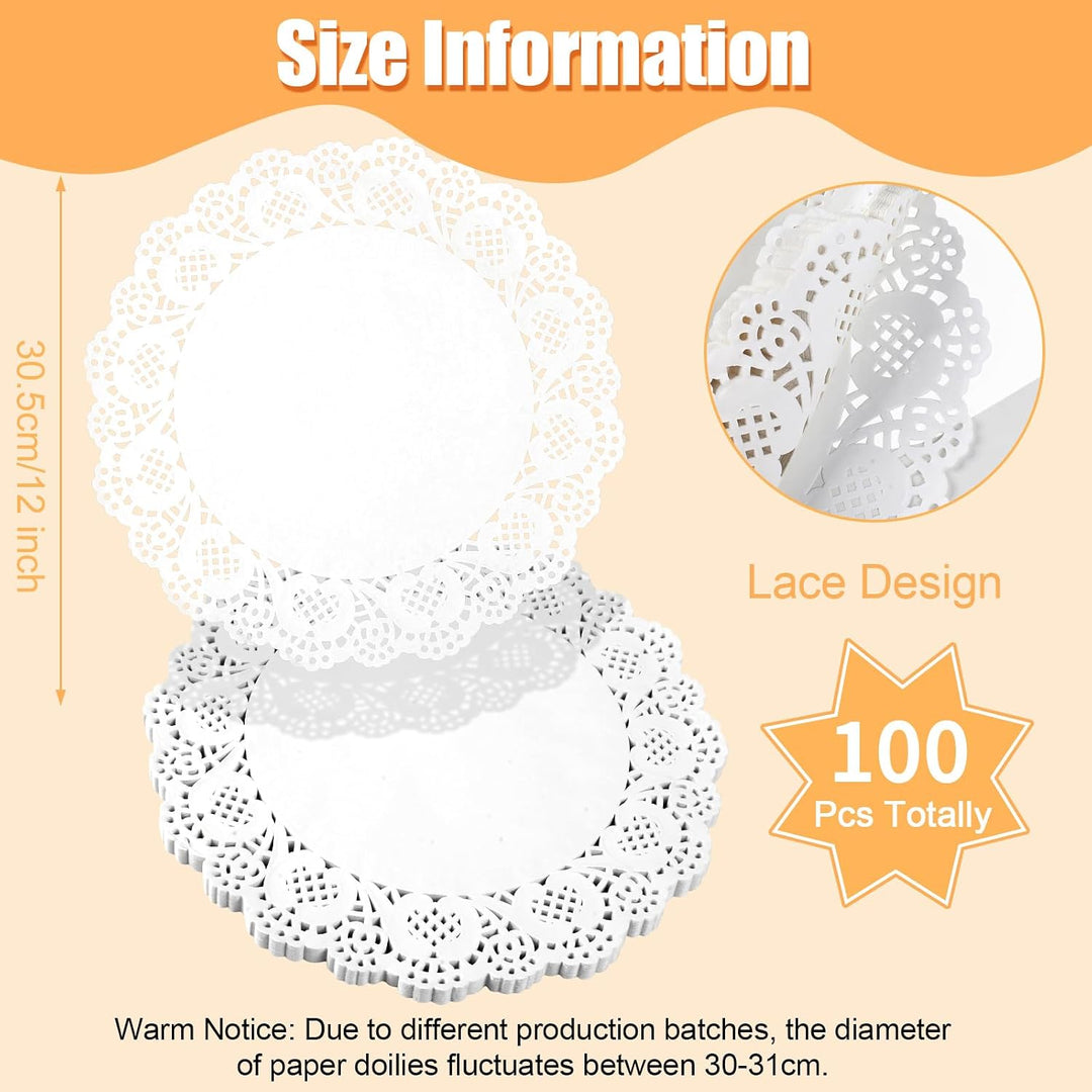 Round Lace Paper Doilies – White, 12 Inch, 100 Pack - Just Closeouts Canada Inc.