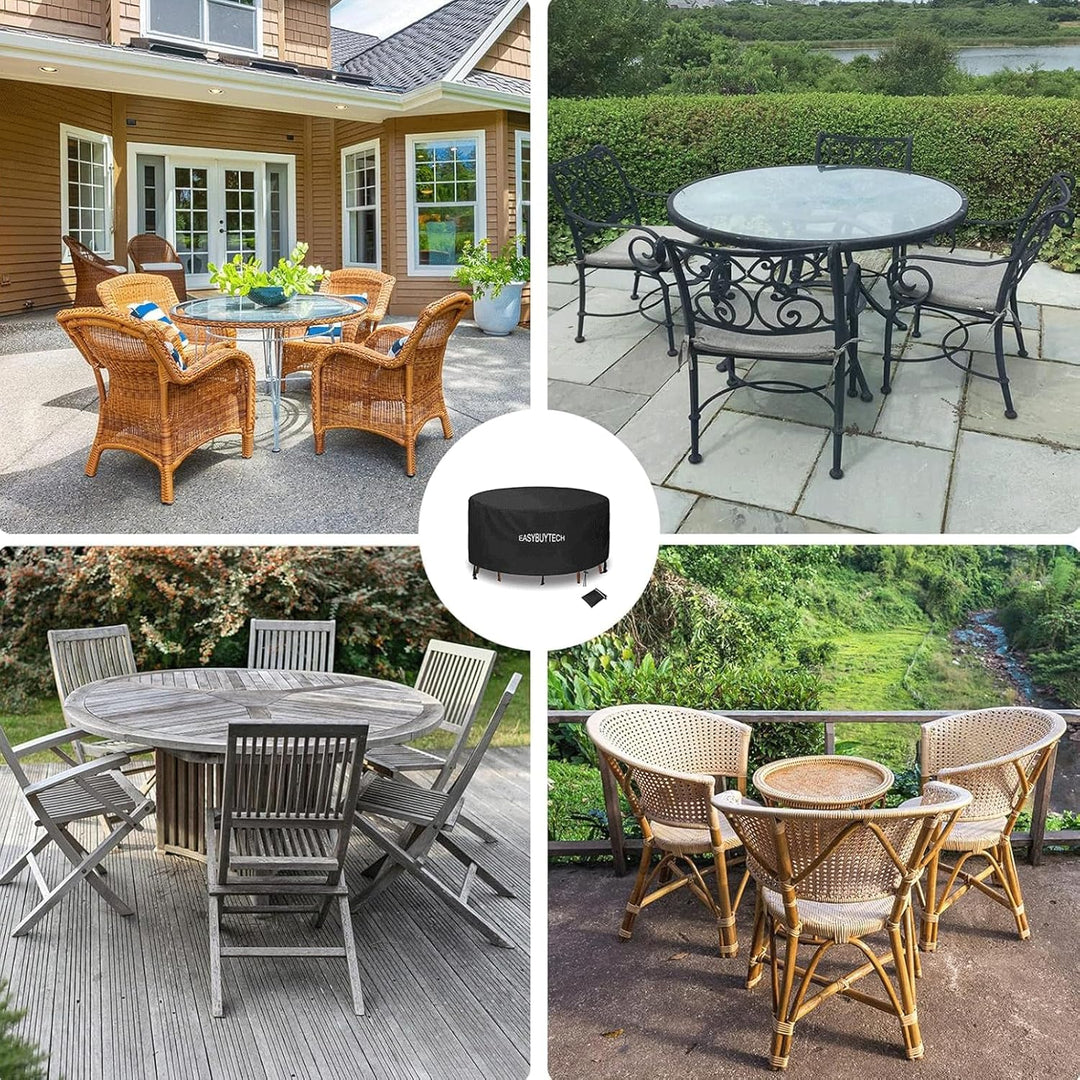 Round Patio Table Cover, 420D Patio Furniture Covers Round, Outdoor Furniture Cover Waterproof, UV Resistant, Windproof, Dustproof, 62" Dia x 27.5" H - Just Closeouts Canada Inc.X004D4AXH5