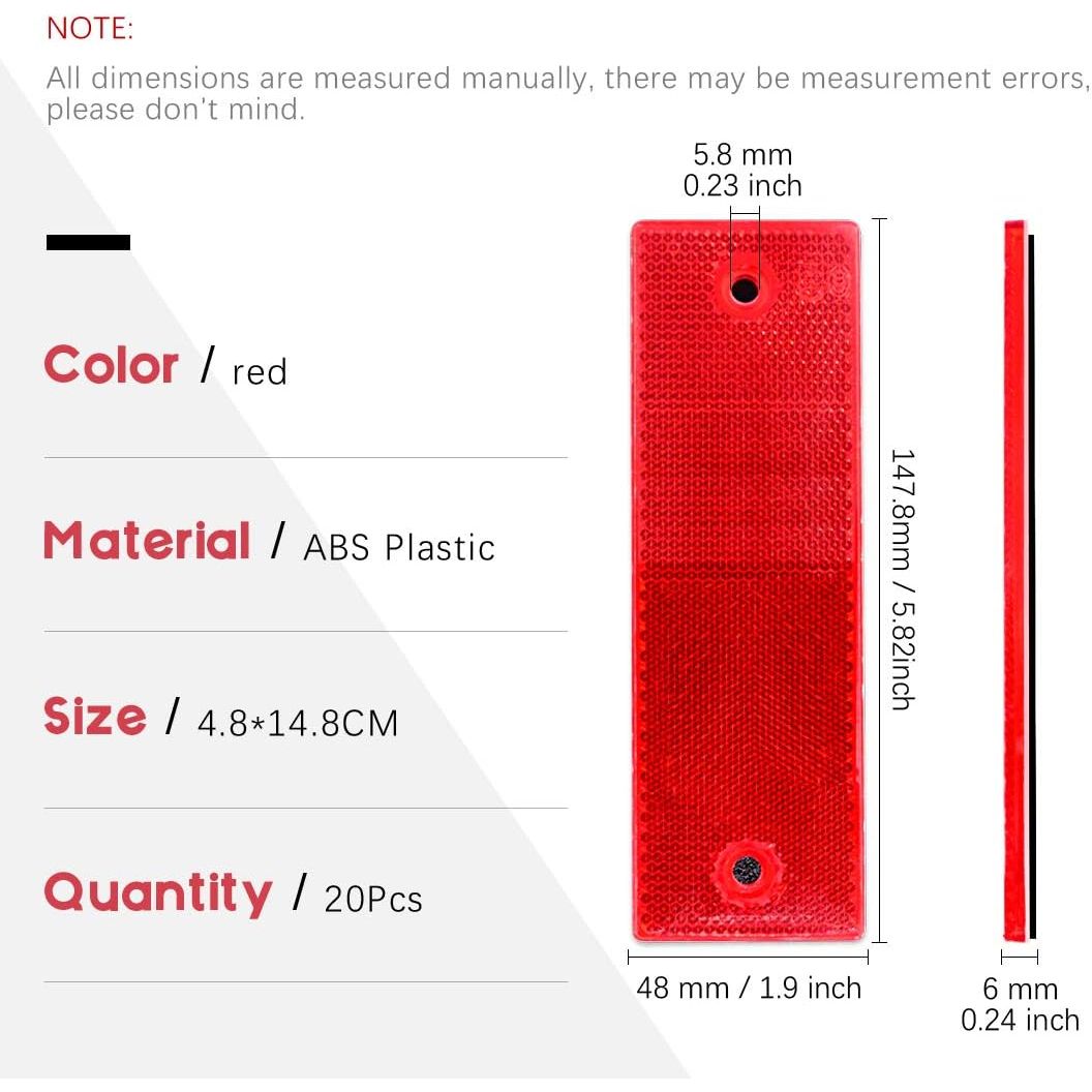 Red automotive reflector sticker detail